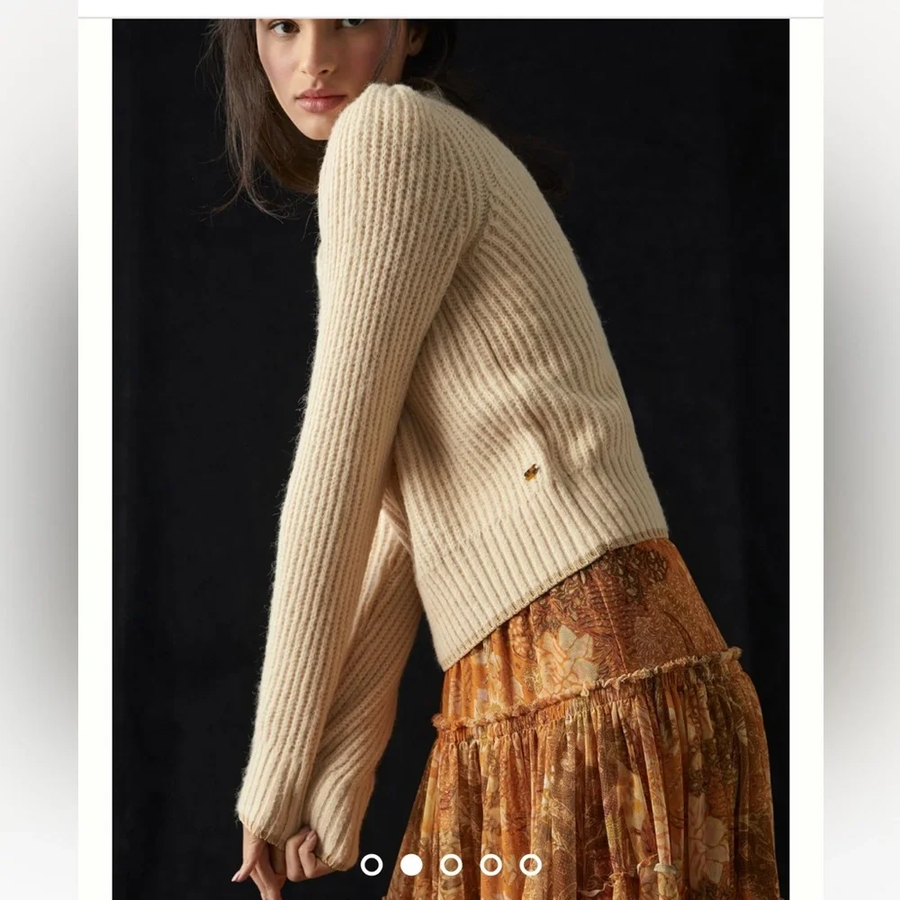 Scotch & Soda Puff Sleeve Ribbed Sweater Wool Alpaca Blend Long Sleeve XL - Picture 2 of 9